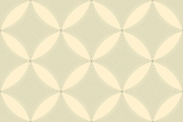 Seamless Geometric Overlapping Circles and Diagonal Lines Pattern in Beige and Cream for Abstract Modern Backgrounds