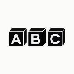 Simple illustration of three black blocks displaying the letters a b and c