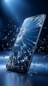 Kaputtes Smartphone mit zersplittertem Glas &ndash; AI Generative