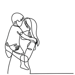 A tender moment a couple embracing in a single line drawing