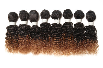 kinky curly black to brown ombre human hair weaves bundels © Sixsmith