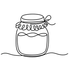Simple line drawing of a glass jar with a decorative ribbon