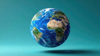 Earth globe showing continents and oceans with a shadow below. Global environmental conservation concept for Earth Day or recycling.