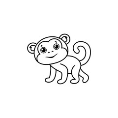 Cute cartoon monkey outline illustration