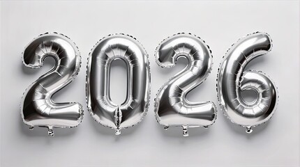 2026 Silver Helium Balloon Typography