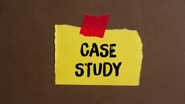 Case study message written on ripped torn paper background. Conceptual Case study symbol.