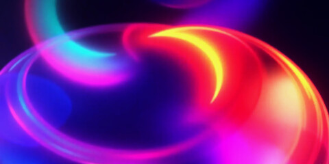 Naklejka premium Abstract Futuristic Technology glow create vibrant visual Colors blend, forming dynamic composition black background design wallpaper illustration.