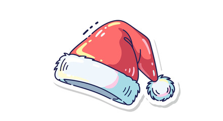 Stylized santa hat with fluffy trim and a pompom isolated against a white backdrop