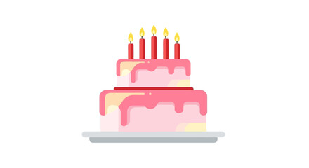 Celebratory Two-Tier Cake with Candles Illustration for Party Decoration or Event Celebration