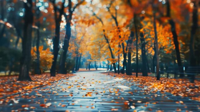 Video A street covered in autumn leaves