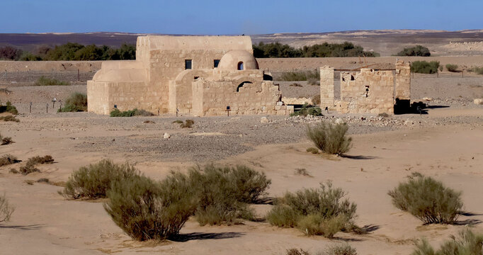 The ancient Umayyad-era Qasr Amra in the eastern desert of Jordan