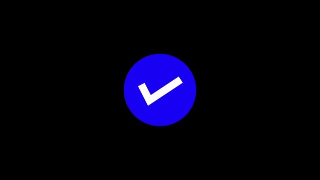 Check Mark Icon Animation on Black Background, Looping Approval Verification Symbol for Success, Confirmation, Validation, UI UX Interface, Digital Status Indicator