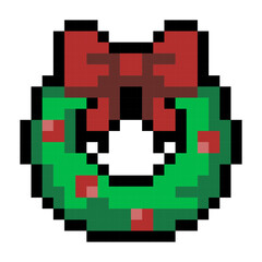 Pixel Christmas Wreath With Bow