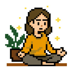 Fototapeta premium Pixel Woman Meditation Sitting Lotus
