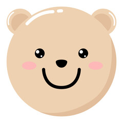 Kawaii Happy Teddy Bear Face Sticker - Cute Smiling Cartoon Emoji