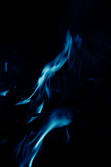 Mystical Blue Flames Dancing in Darkness Captivating Fire Aesthetic