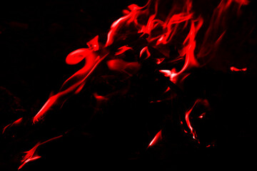 Red Flames Dance Against Dark Background in Captivating Fire Scene