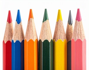 Vertical arrangement of sharpened colored pencils with vibrant hues and one natural bark-textured pencil centered, set against dark surface, emphasizing creativity, contrast, and artistic diversity.