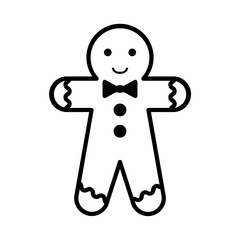 Christmas gingerbread man cookie toy with a smile on a white background illustration