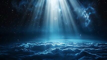 Sacred night background with subtle light rays dark calm tones
