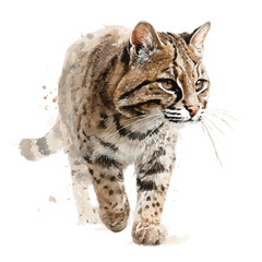 Naklejka premium Wildcat in watercolor painting style, vector illustration on white background.