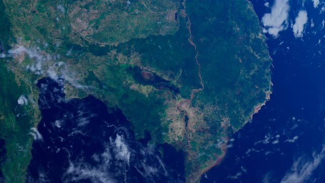 Cambodia from Space. Asia from Space Orbit. Blue Planet Earth. Globe