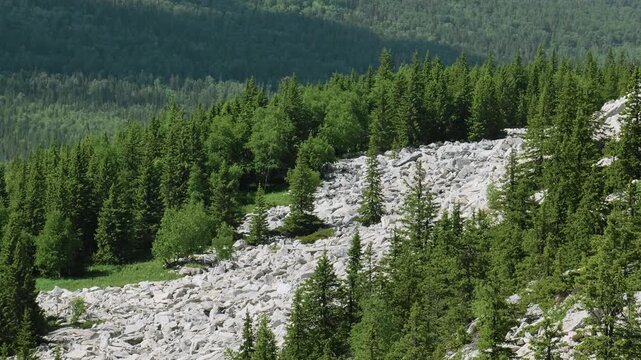 Southern Urals, Zyuratkul National Park: rocks on the slope of Mount Zyuratkul.