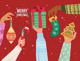 Merry Christmas Gift Exchange Illustration