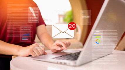 Digital Documents Flowing into an Envelope and Sending Away, Visualizing Fast Business Communication, Data Submission Workflow, and Email Delivery Process