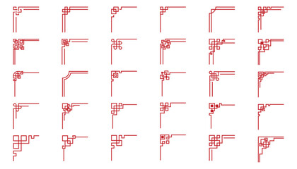 set of Traditional Chinese Corner decorative © kornkun