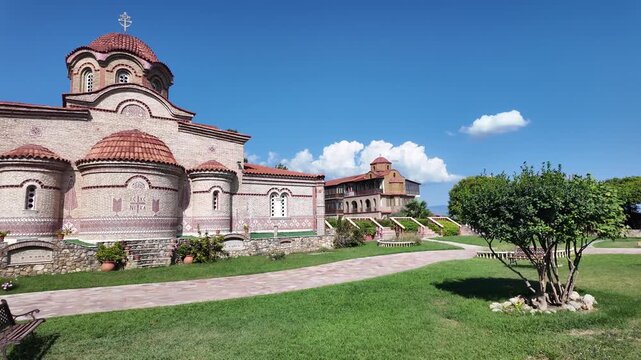 Panorama of Holy Monastery of Hosios Ephrem the Syrian near town of Katerini, Central Macedonia, Greece