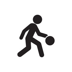 Silhouette basketball player dribbling ball icon vector illustration