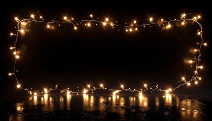 String of glowing round bulbs suspended on twisted wire, radiating warmth against white background.