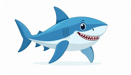 Obraz premium Cartoon Shark Full Body Clipart Illustration