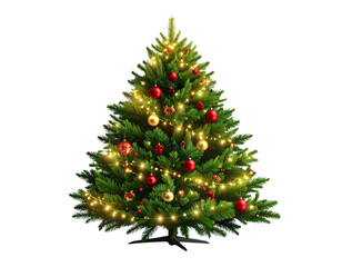 Fototapeta premium Elegant Decorated Christmas Tree Isolated on Transparent Background
