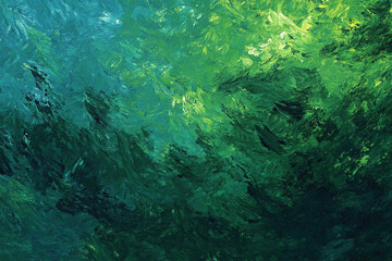 Green Abstract Oil Paint Texture On Canvas Background