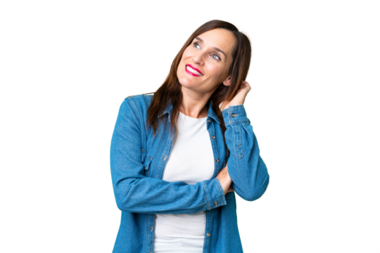 Middle age woman over isolated chroma key background thinking an idea - Powered by Adobe