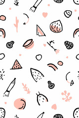 AI Image Of Doodles In Pastel Colors For Backgrounds