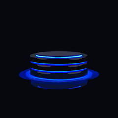 Glowing blue circular layers on a dark background futuristic design element