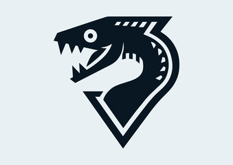 Moray eel fish, black and white vector logo