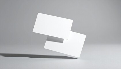 Floating blank white business cards mockup. Clean minimalist design for branding, identity, contact, promotion, or gift card template.