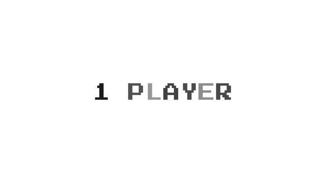 1 Player Pixel Text on White Background. Classic Arcade Mode Selection