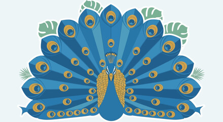 Elegant peacock vector illustration showcasing vivid plumage and decorative details expressing a © waroh