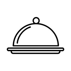 Obraz premium Food dome cloche serving tray line art vector icon 