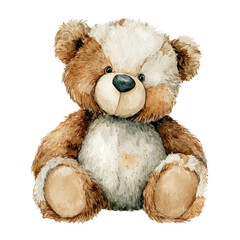 Watercolor painting of Stuffed Animal, vector illustration, isolated on white background.