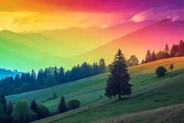 sunset in the mountains