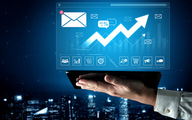A dashboard for tracking email marketing analytics. The growth chart visualizes the campaign's performance, open rates, and success in reaching business targets. Fermion