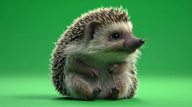 Cute Hedgehog Illustration Smiling Cartoon Character green screne