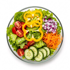 Fresh and Colorful Salad with Vegetables in a Glass Bowl