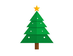 Fototapeta premium Modern Geometric Christmas Tree Vector with Star Minimalist Holiday Illustration